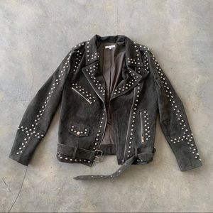 Willow & Clay 🤍 Olive Suede Studded Moto Jacket
